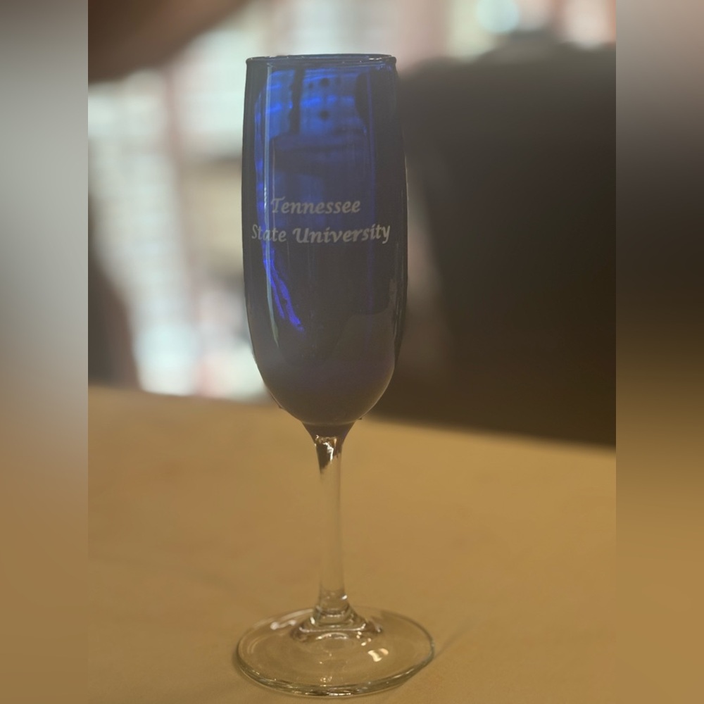 Tennessee State University – TSU Tigers Cobalt Blue Champagne Flute Glass